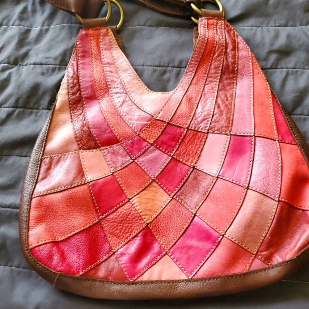 Leather patchwork leather bag